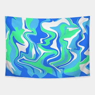 Abstract Marble Swirl Texture - Ocean Tones Inspired Organic Flow Tapestry