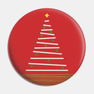 Minimalist Christmas Tree White Green Red Pin