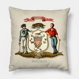 1876 Wisconsin Coat of Arms Pillow