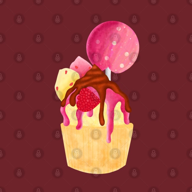 Raspberry cupcake by cariespositodesign