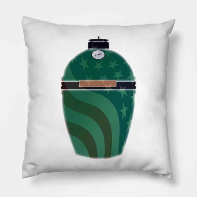 Big Green Egg - Green American Flag Overlay Pillow by Mackabee Designs