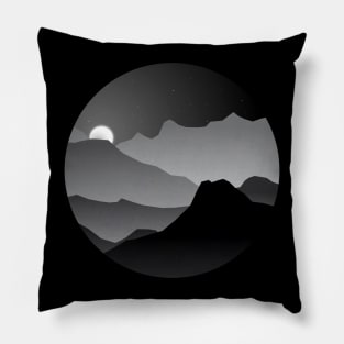 Geometric Landscape on black and white Pillow