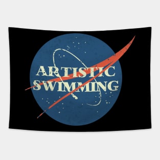 Artistic Swimming Space Vintage Tapestry