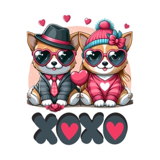 Cute Dogs with XOXO and Hearts T-Shirt
