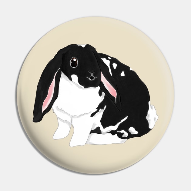 Bunji Lop Broken Black Rabbit Pin by GambarGrace