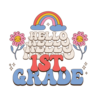 Retro Hello 1st Grade Back To School First Grade Teacher T-Shirt