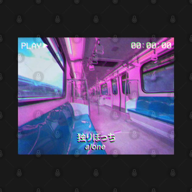 Aesthetic Alone Japanese Text VHS Vaporwave by koolpingu