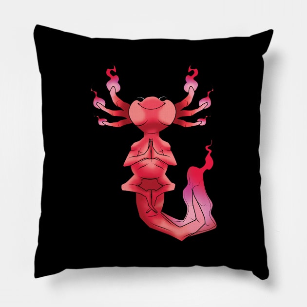 Meditating Axolotl Pillow by The Anger