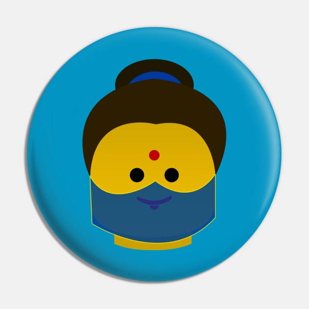 Lego head Indian Girl Pin by ShockDesign