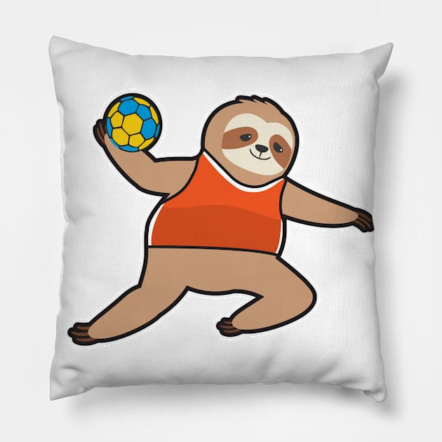 Sloth as Handball player with Handball Pillow by Markus Schnabel