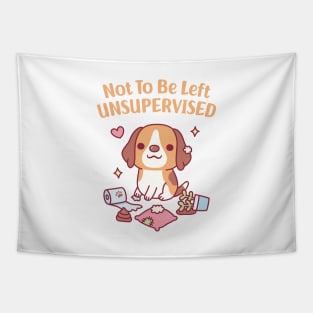 Cute Beagle Dog Not To Be Left Unsupervised Funny Tapestry