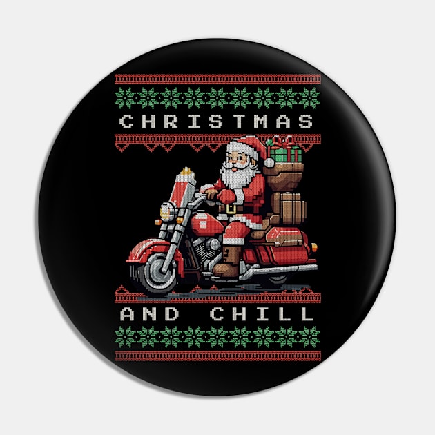 Christmas and chill Ugly Christmas Sweater Pin by clownescape