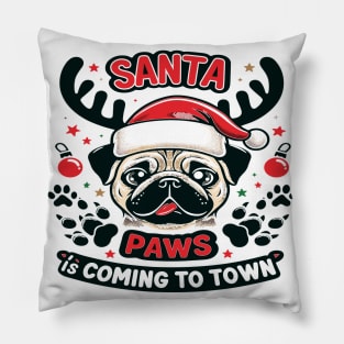 Santa Paws, Pug Christmas Pillow