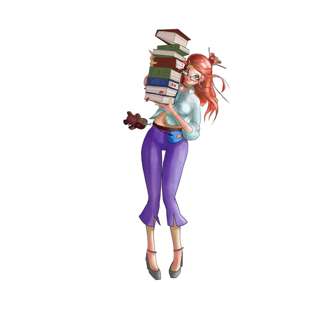 Bookworm Girl Pinup by rainbirth