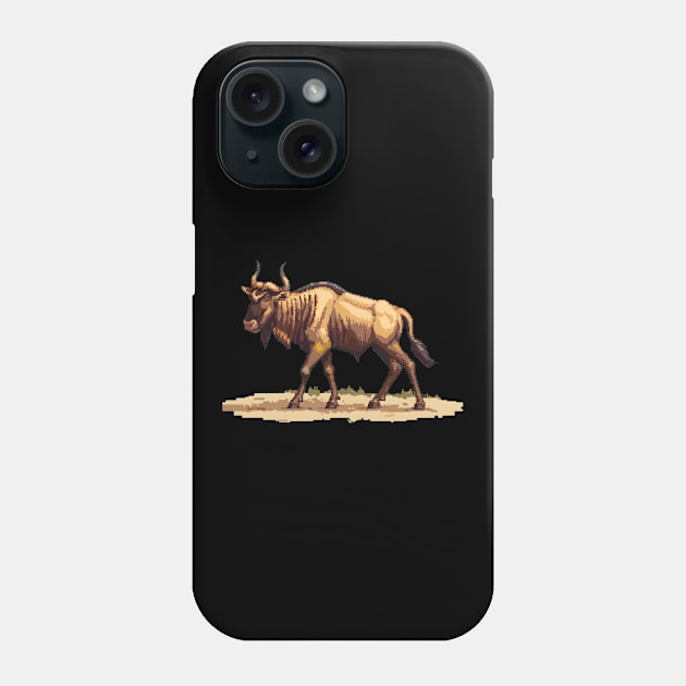 Pixel Wildebeest Phone Case by Animal Sphere