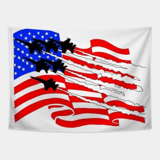 F18 Hornets flyover American Flag V3 Tapestry