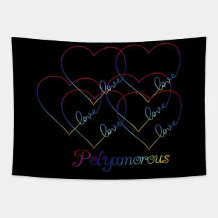 Polyamorous Love Rainbow Heart Design Tapestry