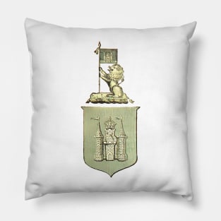 Coat of Arms with Lion and Medieval Castle Pillow