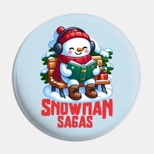 Cute Snowman Reading book Pin