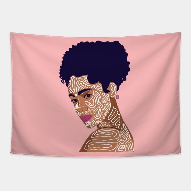 Black Woman with Painted Face Tapestry by SStormes