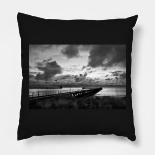 December Daybreak in Northumberland (B&W) Pillow