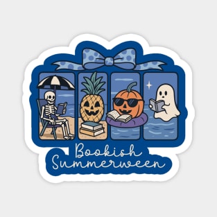 Summerween bookish ghost lover - Summer Vibes, Skeleton beach read Magnet