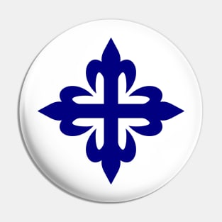 Flowered cross (navy blue) Pin