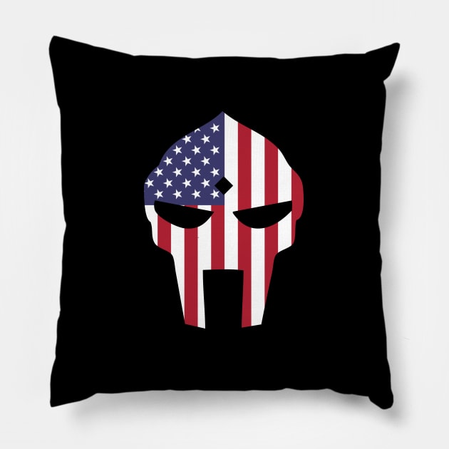 Doom mask #2: American flag Pillow by jonah block