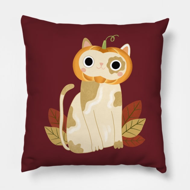 Pumpkin cat Pillow by Carlotta Illustration