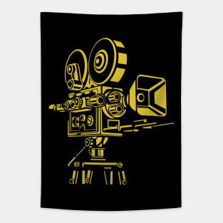 Old Classic Vintage Cinemascope Retro Camera yellow print Tapestry