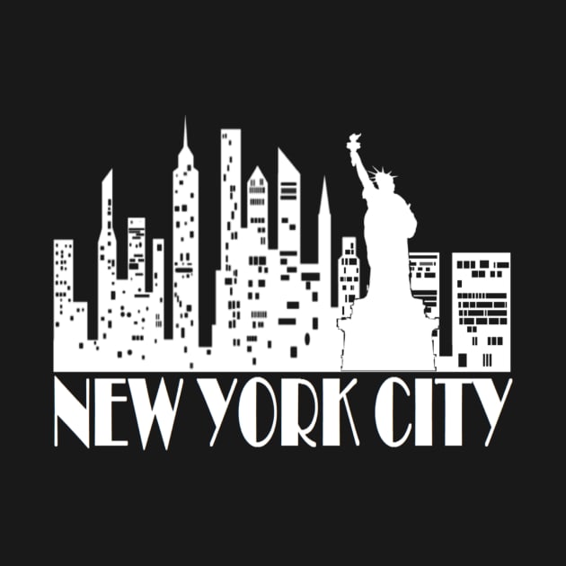 New York City Skyline - WHITE by curlygirztees1