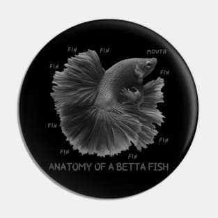 Anatomy of a Betta Fish And Funny Labels Pin