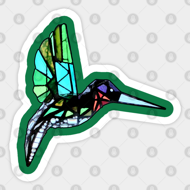 Stained Glass Hummingbird - Hummingbird - Sticker