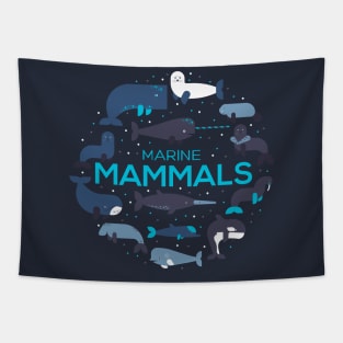 Marine mammals doodles Tapestry
