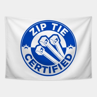 Zip Tie Certified Mechanic Sticker, Funny Technician Mechanic Electrician Construction Tapestry