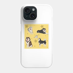 Alaskan Malamute Pattern Yellow Phone Case