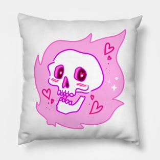 Pink Flame Skull Pillow