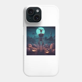 lonely skeleton during halloween Phone Case