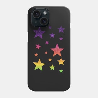 Bright Rainbow Ombre Faux Glitter Stars Phone Case