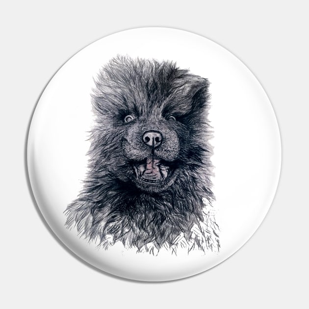 Excited Newfie Pin by The Booby