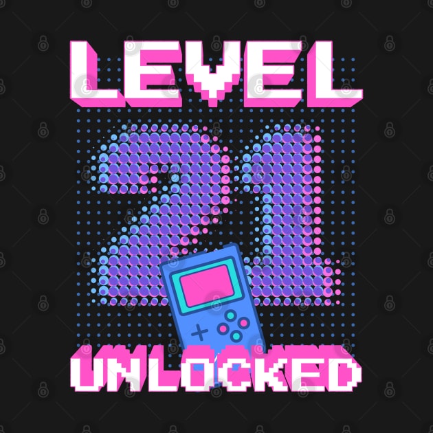 Retro Level 21 Unlocked Shirt 21st Video Gamer Birthday Gift by BitcoinSweatshirts