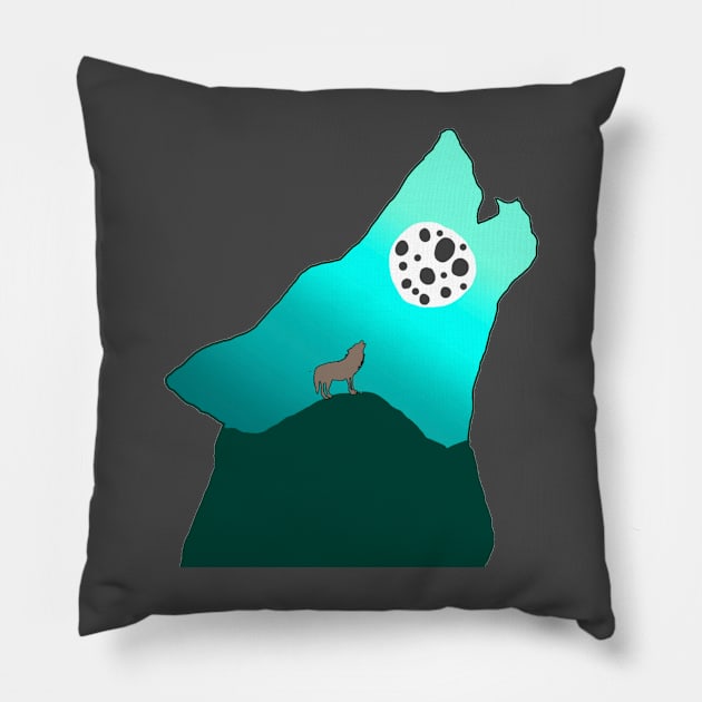 Moon wolf Pillow by Spontaneous Koala