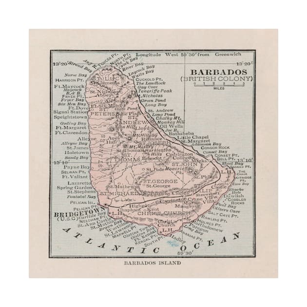 Old Barbados Map (1912) Vintage Barbadian Island Atlas by Bravuramedia