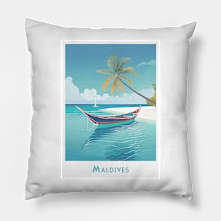 Retro Vintage Tropical Maldives Escape Pillow