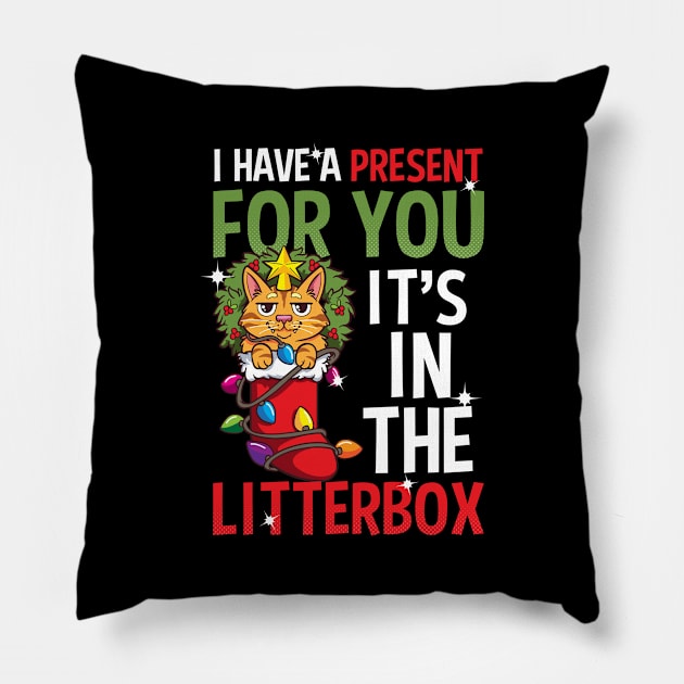 Christmas Cat Shirt | Have A Present For You Pillow by Gawkclothing