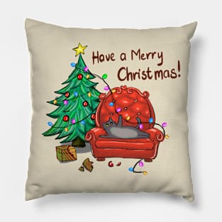 Have a Merry Christmas - Funny Christmas Cat Pillow