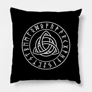 Celtic Knot symbol with Elder Futhark Runes Pillow