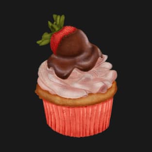 Cupcake with buttercream and a strawberry covered in chocolate on top T-Shirt