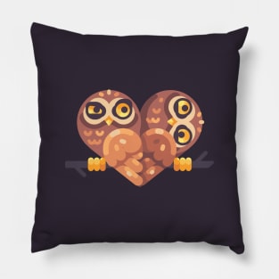 Cute Heart Shaped Owls Pillow