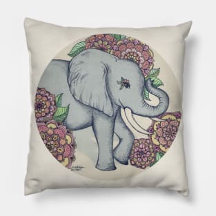 Little Elephant in soft vintage pastels Pillow